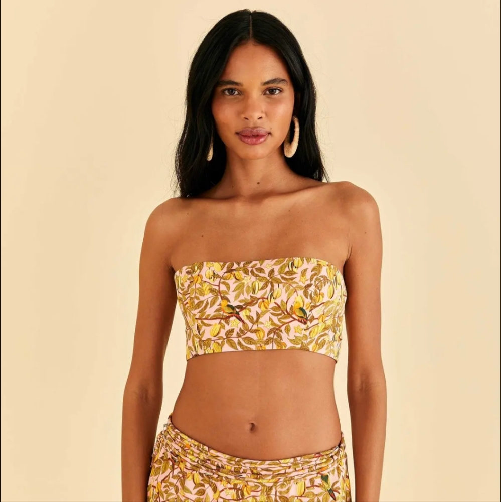Farm Rio Star Fruit Light Pink Crop Top Womens L